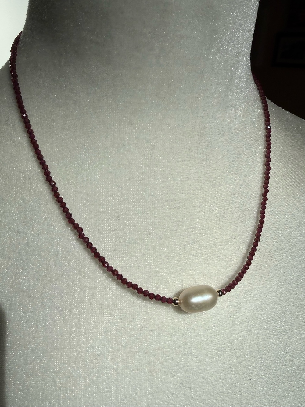 14K Gold Garnet & Freshwater Pearl Beaded Necklace – New with Tag